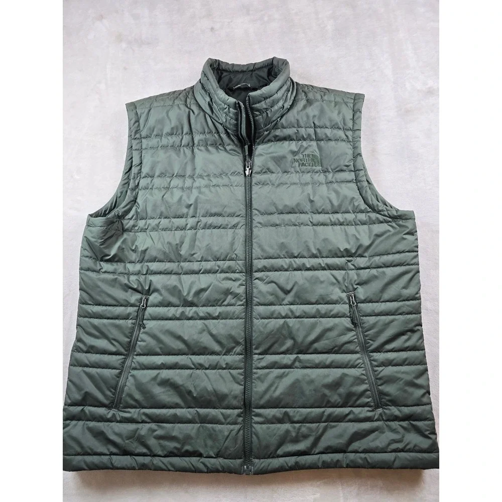The North Face Puffer Vest Mens XL Green Polyester Quilted Insulated